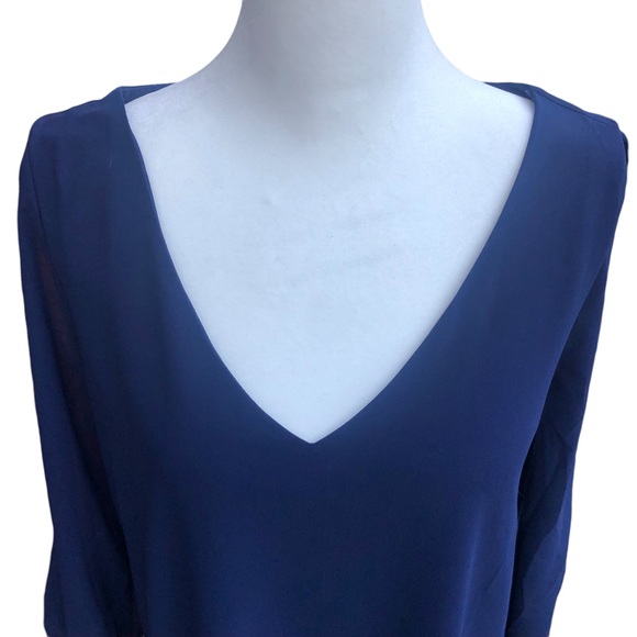 NWT Lulus/Lulu’s Shifting Dears Navy Long Sleeve Shift Dress Chiffon Shell Sz XS - Picture 7 of 16